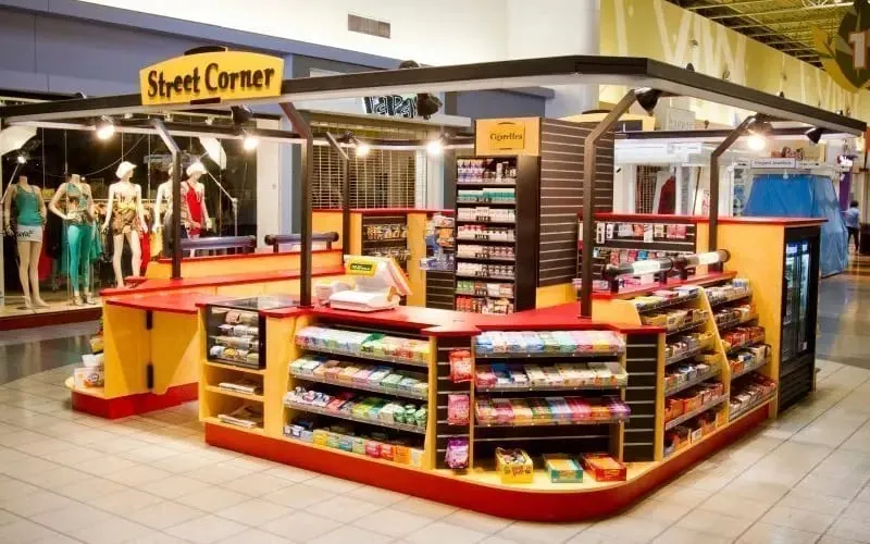 Branded retail activation display in a shopping mall